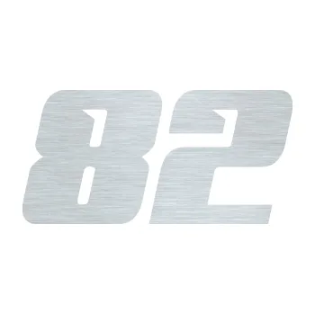 Polep vozidla Startovní číslo 82 typ 6 (61 - škrábaný hliník) SAMOLEPKA NA AUTO, NÁLEPKA, FÓLIE, POLEP, TUNING, VLASTNÍ TEXT, TISK, AUTOSAMOLEPKY.cz, POLEPY, OBRÁZEK, LOGO, 3D STICKERS