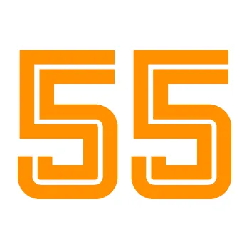 Polep vozidla Startovní číslo 55 typ 7 (06 - oranžová) SAMOLEPKA NA AUTO, NÁLEPKA, FÓLIE, POLEP, TUNING, VLASTNÍ TEXT, TISK, AUTOSAMOLEPKY.cz, POLEPY, OBRÁZEK, LOGO, 3D STICKERS