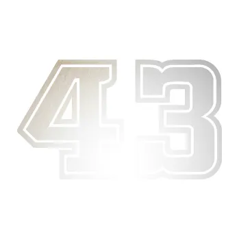Polep vozidla SAMOLEPKA Startovní číslo 43 typ 5 (82 - odrazková reflexní bílá) NA AUTO, NÁLEPKA, FÓLIE, POLEP, TUNING, VLASTNÍ TEXT, TISK, AUTOSAMOLEPKY.cz, POLEPY, OBRÁZEK, LOGO, SAMOLEPKY