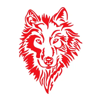 Polep vozidla SAMOLEPKA Vlk 019 levá (10 - červená) NA AUTO, NÁLEPKA, FÓLIE, POLEP, TUNING, VLASTNÍ TEXT, TISK, AUTOSAMOLEPKY.cz, POLEPY, OBRÁZEK, LOGO, SAMOLEPKY