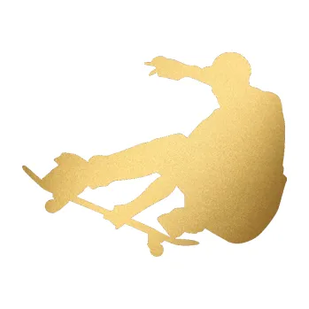 Samolepicí dekorace na vozidlo Skateboard 009 levá (43 - zlatá metalíza) SAMOLEPKA NA AUTO, NÁLEPKA, FÓLIE, POLEP, TUNING, VLASTNÍ TEXT, TISK, AUTOSAMOLEPKY.cz, POLEPY, OBRÁZEK, LOGO, 3D STICKERS