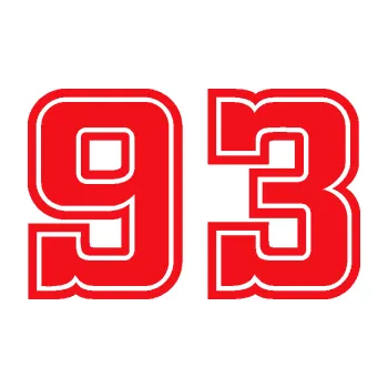 Polep vozidla SAMOLEPKA Startovní číslo 93 typ 5 (10 - červená) NA AUTO, NÁLEPKA, FÓLIE, POLEP, TUNING, VLASTNÍ TEXT, TISK, AUTOSAMOLEPKY.cz, POLEPY, OBRÁZEK, LOGO, SAMOLEPKY