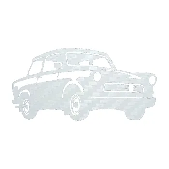 Polep vozidla SAMOLEPKA Trabant karikatura pravá (51 - 3D karbon bílý) NA AUTO, NÁLEPKA, FÓLIE, POLEP, TUNING, VLASTNÍ TEXT, TISK, AUTOSAMOLEPKY.cz, POLEPY, OBRÁZEK, LOGO, SAMOLEPKY