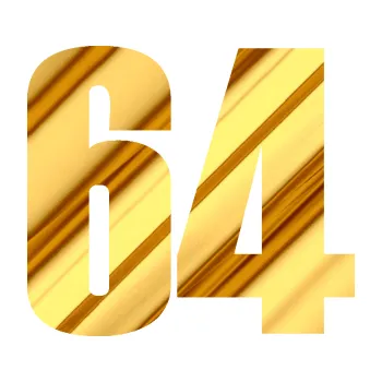 Samolepicí dekorace na vozidlo Startovní číslo 64 typ 2 (81 - chrom fólie zlatá zrcadlová) SAMOLEPKA NA AUTO, NÁLEPKA, FÓLIE, POLEP, TUNING, VLASTNÍ TEXT, TISK, AUTOSAMOLEPKY.cz, POLEPY, OBRÁZEK, LOGO, 3D STICKERS