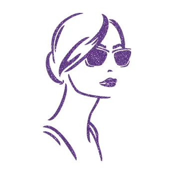 Samolepící dekorace SAMOLEPKA Žena tvář 003 pravá s brýlemi (87 - Ultra Metalic fialová) NA AUTO, NÁLEPKA, FÓLIE, POLEP, TUNING, VLASTNÍ TEXT, TISK, AUTOSAMOLEPKY.cz, POLEPY, OBRÁZEK, LOGO, SAMOLEPKY