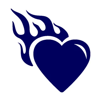 Samolepící dekorace SAMOLEPKA Srdíčko 011 levá s plamenem (23 - tmavě modrá) NA AUTO, NÁLEPKA, FÓLIE, POLEP, TUNING, VLASTNÍ TEXT, TISK, AUTOSAMOLEPKY.cz, POLEPY, OBRÁZEK, LOGO, SAMOLEPKY