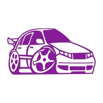 Polep vozidla SAMOLEPKA Škoda Fabia 001 karikatura pravá (14 - fialová) NA AUTO, NÁLEPKA, FÓLIE, POLEP, TUNING, VLASTNÍ TEXT, TISK, AUTOSAMOLEPKY.cz, POLEPY, OBRÁZEK, LOGO, SAMOLEPKY