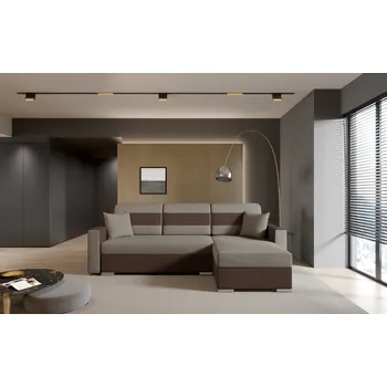 Sedací souprava Rozkládací rohová sedačka / pohovka SCARLET béžová / hnědá