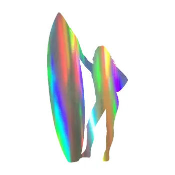 Polep vozidla SAMOLEPKA Surfařka 001 pravá (93 - Holografická) NA AUTO, NÁLEPKA, FÓLIE, POLEP, TUNING, VLASTNÍ TEXT, TISK, AUTOSAMOLEPKY.cz, POLEPY, OBRÁZEK, LOGO, SAMOLEPKY