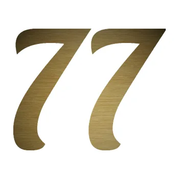 Polep vozidla Startovní číslo 77 typ 3 (64 - škrábaný kov zlatý) SAMOLEPKA NA AUTO, NÁLEPKA, FÓLIE, POLEP, TUNING, VLASTNÍ TEXT, TISK, AUTOSAMOLEPKY.cz, POLEPY, OBRÁZEK, LOGO, 3D STICKERS