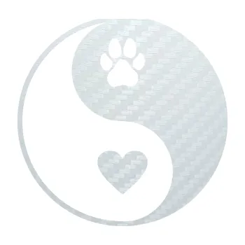 samolepka Yin Yang 002 levá srdíčko a tlapka (51 - 3D karbon bílý) SAMOLEPKA NA AUTO, NÁLEPKA, FÓLIE, POLEP, TUNING, VLASTNÍ TEXT, TISK, AUTOSAMOLEPKY.cz, POLEPY, OBRÁZEK, LOGO, 3D STICKERS