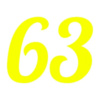 Polep vozidla Startovní číslo 63 typ 3 (70 - Fluorescentní žlutá) SAMOLEPKA NA AUTO, NÁLEPKA, FÓLIE, POLEP, TUNING, VLASTNÍ TEXT, TISK, AUTOSAMOLEPKY.cz, POLEPY, OBRÁZEK, LOGO, 3D STICKERS