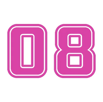 Polep vozidla SAMOLEPKA Startovní číslo 08 typ 5 (16 - růžová) NA AUTO, NÁLEPKA, FÓLIE, POLEP, TUNING, VLASTNÍ TEXT, TISK, AUTOSAMOLEPKY.cz, POLEPY, OBRÁZEK, LOGO, SAMOLEPKY