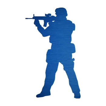 Samolepící dekorace SAMOLEPKA Voják 006 levá (65 - škrábaný kov modrý) NA AUTO, NÁLEPKA, FÓLIE, POLEP, TUNING, VLASTNÍ TEXT, TISK, AUTOSAMOLEPKY.cz, POLEPY, OBRÁZEK, LOGO, SAMOLEPKY