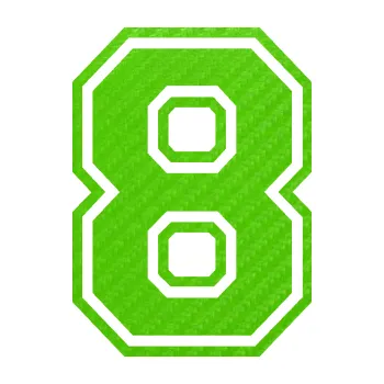 Polep vozidla Startovní číslo 8 typ 4 (58 - 3D karbon zelený kawasaki) SAMOLEPKA NA AUTO, NÁLEPKA, FÓLIE, POLEP, TUNING, VLASTNÍ TEXT, TISK, AUTOSAMOLEPKY.cz, POLEPY, OBRÁZEK, LOGO, 3D STICKERS