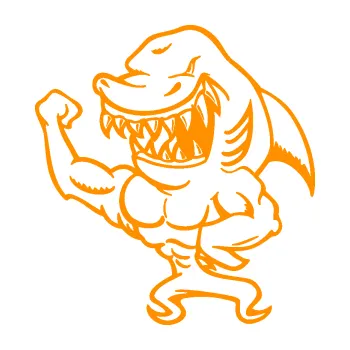 Samolepící dekorace SAMOLEPKA Žralok 016 levá svalovec (06 - oranžová) NA AUTO, NÁLEPKA, FÓLIE, POLEP, TUNING, VLASTNÍ TEXT, TISK, AUTOSAMOLEPKY.cz, POLEPY, OBRÁZEK, LOGO, SAMOLEPKY