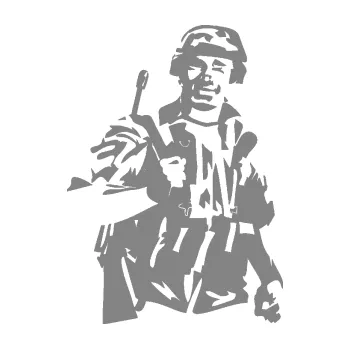 Samolepící dekorace SAMOLEPKA Voják 014 pravá (17 - šedá) NA AUTO, NÁLEPKA, FÓLIE, POLEP, TUNING, VLASTNÍ TEXT, TISK, AUTOSAMOLEPKY.cz, POLEPY, OBRÁZEK, LOGO, SAMOLEPKY