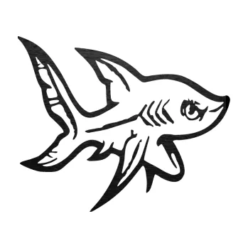 Samolepicí dekorace na vozidlo Žralok 001 pravá (63 - škrábaný kov černý) SAMOLEPKA NA AUTO, NÁLEPKA, FÓLIE, POLEP, TUNING, VLASTNÍ TEXT, TISK, AUTOSAMOLEPKY.cz, POLEPY, OBRÁZEK, LOGO, 3D STICKERS