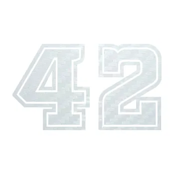 Polep vozidla SAMOLEPKA Startovní číslo 42 typ 5 (51 - 3D karbon bílý) NA AUTO, NÁLEPKA, FÓLIE, POLEP, TUNING, VLASTNÍ TEXT, TISK, AUTOSAMOLEPKY.cz, POLEPY, OBRÁZEK, LOGO, SAMOLEPKY