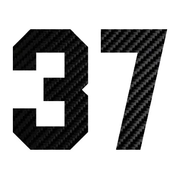 Polep vozidla Startovní číslo 37 (50 - 3D karbon černý) SAMOLEPKA NA AUTO, NÁLEPKA, FÓLIE, POLEP, TUNING, VLASTNÍ TEXT, TISK, AUTOSAMOLEPKY.cz, POLEPY, OBRÁZEK, LOGO, 3D STICKERS
