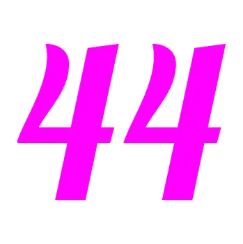 Polep vozidla Startovní číslo 44 typ 3 (72 - Fluorescentní růžová) SAMOLEPKA NA AUTO, NÁLEPKA, FÓLIE, POLEP, TUNING, VLASTNÍ TEXT, TISK, AUTOSAMOLEPKY.cz, POLEPY, OBRÁZEK, LOGO, 3D STICKERS