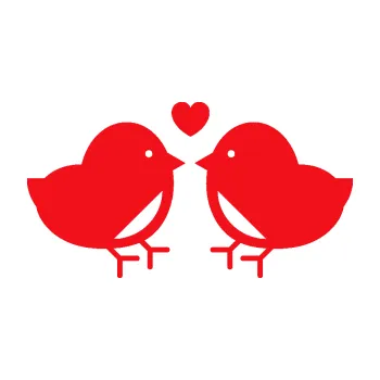 Samolepící dekorace SAMOLEPKA Zamilovaní ptáčci 001 se srdíčkem (10 - červená) NA AUTO, NÁLEPKA, FÓLIE, POLEP, TUNING, VLASTNÍ TEXT, TISK, AUTOSAMOLEPKY.cz, POLEPY, OBRÁZEK, LOGO, SAMOLEPKY