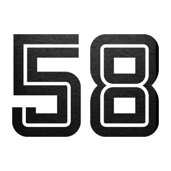 Polep vozidla Startovní číslo 58 typ 7 (63 - škrábaný kov černý) SAMOLEPKA NA AUTO, NÁLEPKA, FÓLIE, POLEP, TUNING, VLASTNÍ TEXT, TISK, AUTOSAMOLEPKY.cz, POLEPY, OBRÁZEK, LOGO, 3D STICKERS