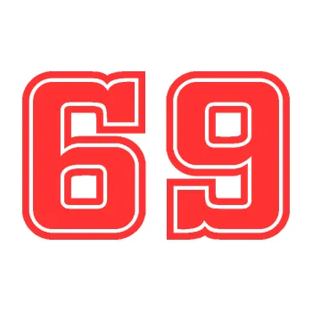 Polep vozidla Startovní číslo 69 typ 5 (02 - světle červená) SAMOLEPKA NA AUTO, NÁLEPKA, FÓLIE, POLEP, TUNING, VLASTNÍ TEXT, TISK, AUTOSAMOLEPKY.cz, POLEPY, OBRÁZEK, LOGO, 3D STICKERS