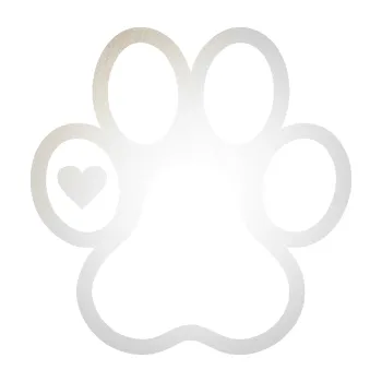 samolepka Tlapka 011 levá se srdíčkem (82 - odrazková reflexní bílá) SAMOLEPKA NA AUTO, NÁLEPKA, FÓLIE, POLEP, TUNING, VLASTNÍ TEXT, TISK, AUTOSAMOLEPKY.cz, POLEPY, OBRÁZEK, LOGO, 3D STICKERS