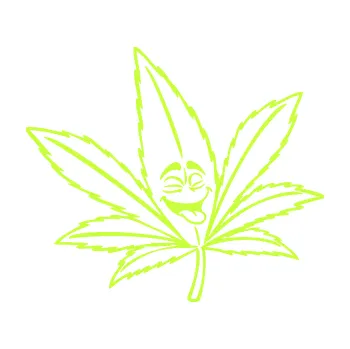 Samolepicí dekorace na vozidlo Travka 003 pravá lístek marihuany s obličejem (27 - limetová) SAMOLEPKA NA AUTO, NÁLEPKA, FÓLIE, POLEP, TUNING, VLASTNÍ TEXT, TISK, AUTOSAMOLEPKY.cz, POLEPY, OBRÁZEK, LOGO, 3D STICKERS