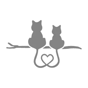 Samolepící dekorace SAMOLEPKA Zamilované kočky spojené ocásky levá (17 - šedá) NA AUTO, NÁLEPKA, FÓLIE, POLEP, TUNING, VLASTNÍ TEXT, TISK, AUTOSAMOLEPKY.cz, POLEPY, OBRÁZEK, LOGO, SAMOLEPKY