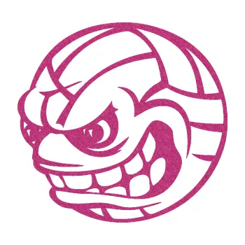 Samolepicí dekorace na vozidlo Volejbalový míč 001 levá s obličejem (90 - Ultra Metalic růžová) SAMOLEPKA NA AUTO, NÁLEPKA, FÓLIE, POLEP, TUNING, VLASTNÍ TEXT, TISK, AUTOSAMOLEPKY.cz, POLEPY, OBRÁZEK, LOGO, 3D STICKERS