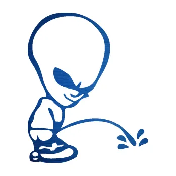 Samolepicí dekorace na vozidlo Ufoun čůrá pravá (65 - škrábaný kov modrý) SAMOLEPKA NA AUTO, NÁLEPKA, FÓLIE, POLEP, TUNING, VLASTNÍ TEXT, TISK, AUTOSAMOLEPKY.cz, POLEPY, OBRÁZEK, LOGO, 3D STICKERS