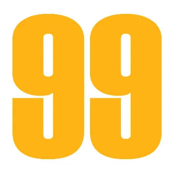 Samolepicí dekorace na vozidlo Startovní číslo 99 typ 2 (21 - světle oranžová) SAMOLEPKA NA AUTO, NÁLEPKA, FÓLIE, POLEP, TUNING, VLASTNÍ TEXT, TISK, AUTOSAMOLEPKY.cz, POLEPY, OBRÁZEK, LOGO, 3D STICKERS