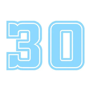 Polep vozidla Startovní číslo 30 typ 5 (03 - světle modrá) SAMOLEPKA NA AUTO, NÁLEPKA, FÓLIE, POLEP, TUNING, VLASTNÍ TEXT, TISK, AUTOSAMOLEPKY.cz, POLEPY, OBRÁZEK, LOGO, 3D STICKERS