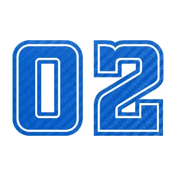 Polep vozidla Startovní číslo 02 typ 5 (57 - 3D karbon modrý) SAMOLEPKA NA AUTO, NÁLEPKA, FÓLIE, POLEP, TUNING, VLASTNÍ TEXT, TISK, AUTOSAMOLEPKY.cz, POLEPY, OBRÁZEK, LOGO, 3D STICKERS