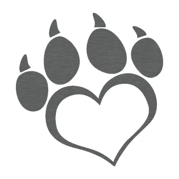 samolepka Tlapky love 005 levá (62 - škrábaný titan) SAMOLEPKA NA AUTO, NÁLEPKA, FÓLIE, POLEP, TUNING, VLASTNÍ TEXT, TISK, AUTOSAMOLEPKY.cz, POLEPY, OBRÁZEK, LOGO, 3D STICKERS