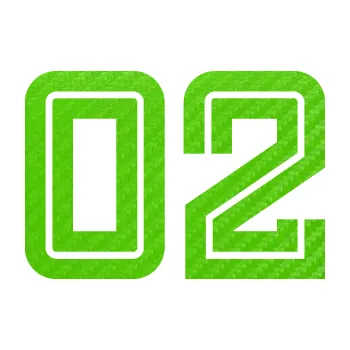 Polep vozidla Startovní číslo 02 typ 7 (58 - 3D karbon zelený kawasaki) SAMOLEPKA NA AUTO, NÁLEPKA, FÓLIE, POLEP, TUNING, VLASTNÍ TEXT, TISK, AUTOSAMOLEPKY.cz, POLEPY, OBRÁZEK, LOGO, 3D STICKERS