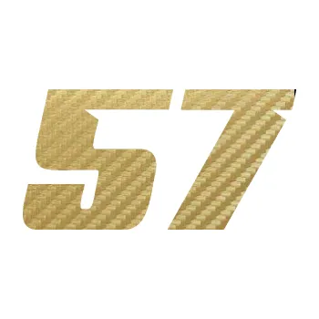 Polep vozidla Startovní číslo 57 typ 6 (59 - 3D karbon zlatý) SAMOLEPKA NA AUTO, NÁLEPKA, FÓLIE, POLEP, TUNING, VLASTNÍ TEXT, TISK, AUTOSAMOLEPKY.cz, POLEPY, OBRÁZEK, LOGO, 3D STICKERS