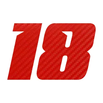 Polep vozidla Startovní číslo 18 typ 6 (53 - 3D karbon červený) SAMOLEPKA NA AUTO, NÁLEPKA, FÓLIE, POLEP, TUNING, VLASTNÍ TEXT, TISK, AUTOSAMOLEPKY.cz, POLEPY, OBRÁZEK, LOGO, 3D STICKERS