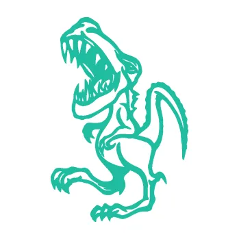 Samolepící dekorace Tyrannosaurus rex 002 levá (25 - tyrkysová) SAMOLEPKA NA AUTO, NÁLEPKA, FÓLIE, POLEP, TUNING, VLASTNÍ TEXT, TISK, AUTOSAMOLEPKY.cz, POLEPY, OBRÁZEK, LOGO, 3D STICKERS