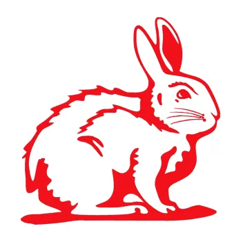 Samolepící dekorace SAMOLEPKA Zajíček 001 pravá (10 - červená) NA AUTO, NÁLEPKA, FÓLIE, POLEP, TUNING, VLASTNÍ TEXT, TISK, AUTOSAMOLEPKY.cz, POLEPY, OBRÁZEK, LOGO, SAMOLEPKY
