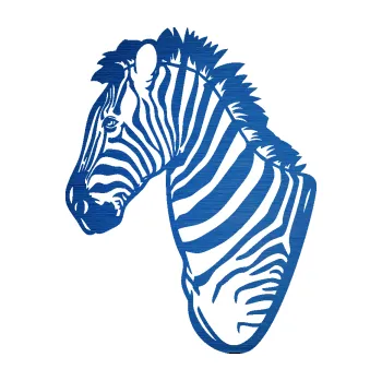 Samolepící dekorace SAMOLEPKA Zebra 001 levá hlava (65 - škrábaný kov modrý) NA AUTO, NÁLEPKA, FÓLIE, POLEP, TUNING, VLASTNÍ TEXT, TISK, AUTOSAMOLEPKY.cz, POLEPY, OBRÁZEK, LOGO, SAMOLEPKY