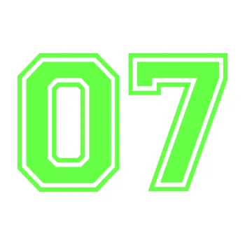 Polep vozidla SAMOLEPKA NA AUTO Startovní číslo 07 typ 4 (71 - Fluorescentní zelená) NÁLEPKA, FÓLIE, POLEP, TUNING, VLASTNÍ TEXT, TISK, AUTOSAMOLEPKY.cz, POLEPY, OBRÁZEK, LOGO, SAMOLEPKY