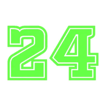 Polep vozidla Startovní číslo 24 typ 5 (71 - Fluorescentní zelená) SAMOLEPKA NA AUTO, NÁLEPKA, FÓLIE, POLEP, TUNING, VLASTNÍ TEXT, TISK, AUTOSAMOLEPKY.cz, POLEPY, OBRÁZEK, LOGO, 3D STICKERS