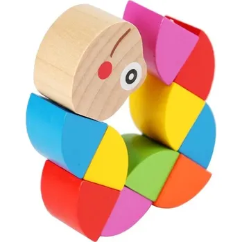 Dřevěná hračka Puzzle pro děti | dřevěná skládačka - barva je posílána náhodně - L Duhový červ