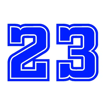 Polep vozidla Startovní číslo 23 typ 5 (19 - modrá dynamic) SAMOLEPKA NA AUTO, NÁLEPKA, FÓLIE, POLEP, TUNING, VLASTNÍ TEXT, TISK, AUTOSAMOLEPKY.cz, POLEPY, OBRÁZEK, LOGO, 3D STICKERS