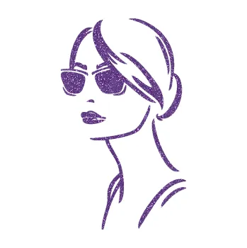 Samolepící dekorace SAMOLEPKA Žena tvář 003 levá s brýlemi (87 - Ultra Metalic fialová) NA AUTO, NÁLEPKA, FÓLIE, POLEP, TUNING, VLASTNÍ TEXT, TISK, AUTOSAMOLEPKY.cz, POLEPY, OBRÁZEK, LOGO, SAMOLEPKY