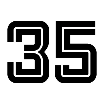 Polep vozidla Startovní číslo 35 typ 7 (01 - černá) SAMOLEPKA NA AUTO, NÁLEPKA, FÓLIE, POLEP, TUNING, VLASTNÍ TEXT, TISK, AUTOSAMOLEPKY.cz, POLEPY, OBRÁZEK, LOGO, 3D STICKERS