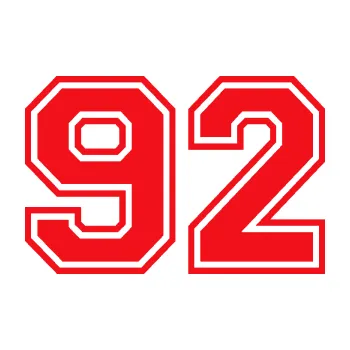 Polep vozidla SAMOLEPKA Startovní číslo 92 typ 4 (10 - červená) NA AUTO, NÁLEPKA, FÓLIE, POLEP, TUNING, VLASTNÍ TEXT, TISK, AUTOSAMOLEPKY.cz, POLEPY, OBRÁZEK, LOGO, SAMOLEPKY